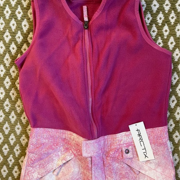NEW MEDIUM 8-10 Arctix Kids Limitless Fleece Top Bib Overalls, Ombre Magenta - Picture 5 of 11